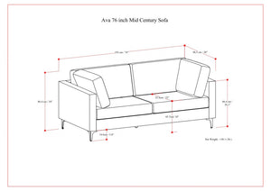 English Elm Ava Mid Century Sofa 76" — Eco-Friendly Performance Fabric, Plush Foam Cushions, Sturdy Metal Legs Cream B136P199276