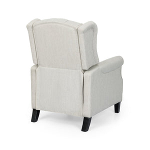 English Elm Christopher Knight Home® - Pushback Tufted Recliner Chair in Beige Fabric with Wingback Design, Birch Legs, Contemporary Comfort and Style 68629.00