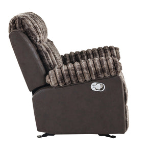 English Elm Bruni Plush Brown Glider Recliner with Manual Recline, 100% Polyester Upholstery & Foam Fill B201P299729