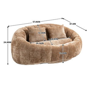 English Elm Bean Bean Bag Sofa High-Density Memory Foam Two-Seater Lounger High Back Chenille Cozy Support Coffee W395P181441