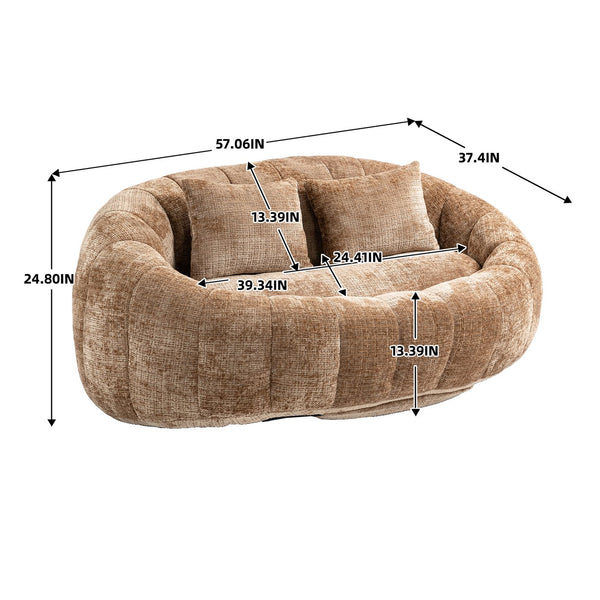 English Elm Bean Bean Bag Sofa High-Density Memory Foam Two-Seater Lounger High Back Chenille Cozy Support Coffee W395P181441