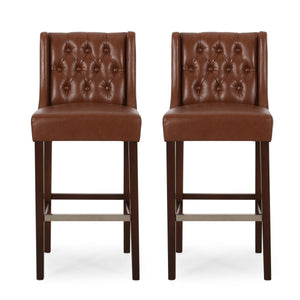 English Elm 30.5 Inch Tufted Pu Upholstered Bar Stool with Metal Footrest for Kitchen Island N780P366612G