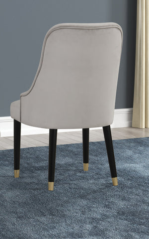 English Elm Contemporary Velvet Upholstered Rounded Back Dining Chairs with Gold Accent Legs Set of 2, Elegant Comfort Gray 30.12 L x 24.22 W x 22.25 H B011P290548