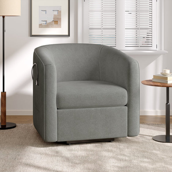English Elm Power Lift Recliner Barrel Back Chenille Chair for Seniors with Footrest Pocket Grey N719P355911E