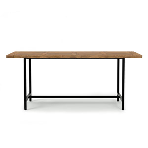 English Elm Campbell Burnt Wax Dining Table - Solid Mango Wood, Industrial Black Iron Base, 72"x36" Seating 6, Durable Finish B136P203493