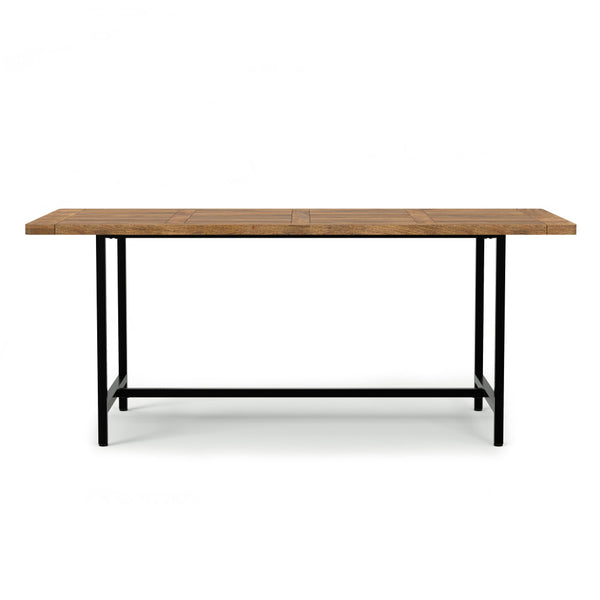 English Elm Campbell Burnt Wax Dining Table - Solid Mango Wood, Industrial Black Iron Base, 72"x36" Seating 6, Durable Finish B136P203493