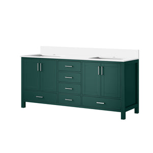 English Elm Green Double Bath Vanity 72 in W x 22 in D with Cultured Marble Top — Solid Wood, Soft-Close, Ample Storage, Scratch-Resistant Surface B2731P259120