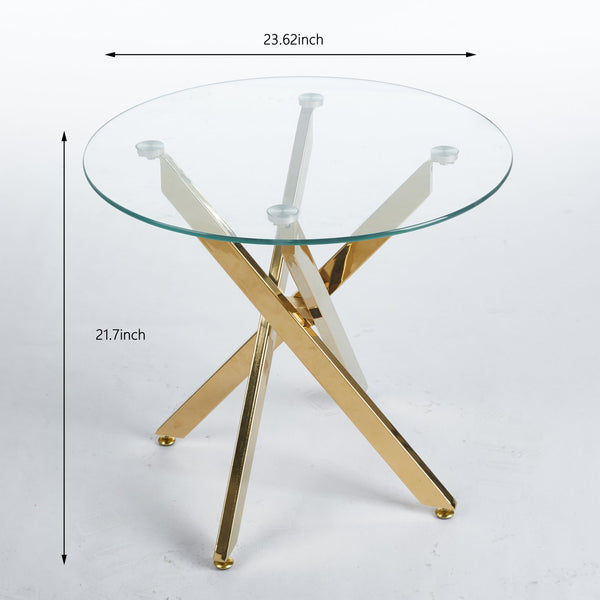 English Elm 1+4,5Pieces Mid-Century Dining Set With Glass Top, Stylish Metal Legs For 4-6 People & Versatile Use W234S00089