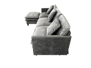 English Elm 108-inch Modular Chenille Sectional Sofa Deep Seat L-shape for Open Living Rooms Gray W2795S00046