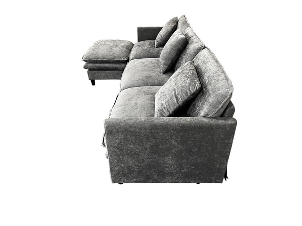 English Elm 108-inch Modular Chenille Sectional Sofa Deep Seat L-shape for Open Living Rooms Gray W2795S00046
