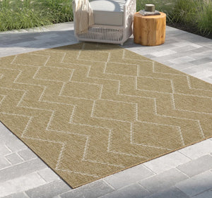 English Elm Earth Jute/White 5'3" X 7'3" Stylish Indoor/Outdoor Area Rug - Durable, Stain-Resistant & Kid-Friendly B186P198842