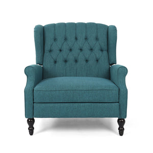 English Elm Christopher Knight Home® - Push Back Recliner Chair with Nailhead Trim and Tufted Wingback, Oversized Pushback Lounge Comfort Teal 64257.00T