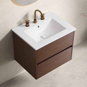 English Elm Hjl2633-2001-60 Ceramic Bathroom Vanity with Oval Sink Soft Close Drawer White W3402S00006