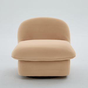 English Elm Swivel Accent Chair Plush Velvet Pumpkin Barrel Silhouette with 360 Degree Metal Base Khaki W3244P392748