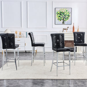 English Elm A Set of 2 Glam Faux Alligator Pvc Barstools with Crystal Buckle Detail W1512P491565