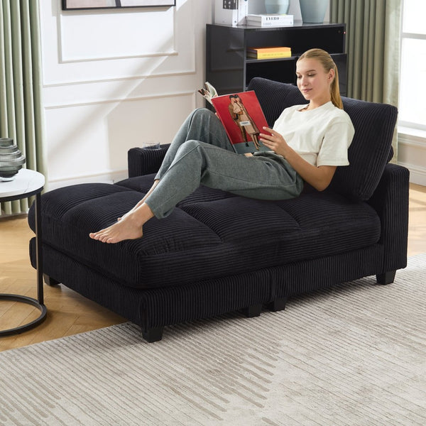 English Elm United Cozy Cloud Sleeper Sofa Bed - Versatile Chaise Lounge With Usb, Cup Holders & Storage Solutions W1568S00166-GIGA