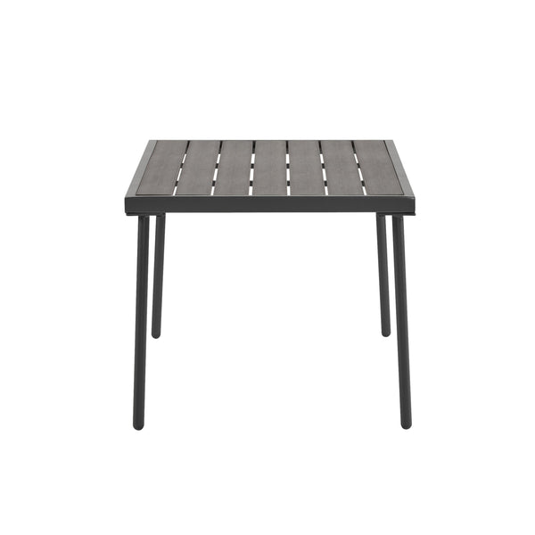 English Elm Christopher Knight Home® - 4-Pieces Outdoor Metal Patio Furniture Set with Deep-Seat Cushions, Teslin Rope, Wood-Look Tabletop, Rust-Resistant Frame Grey N780P2540701G