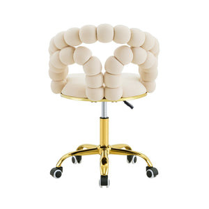 English Elm Modern Velvet Bubble Back Swivel Chair Glam Upholstered Seat for Vanity or Desk Beige,Gold W3875P442948