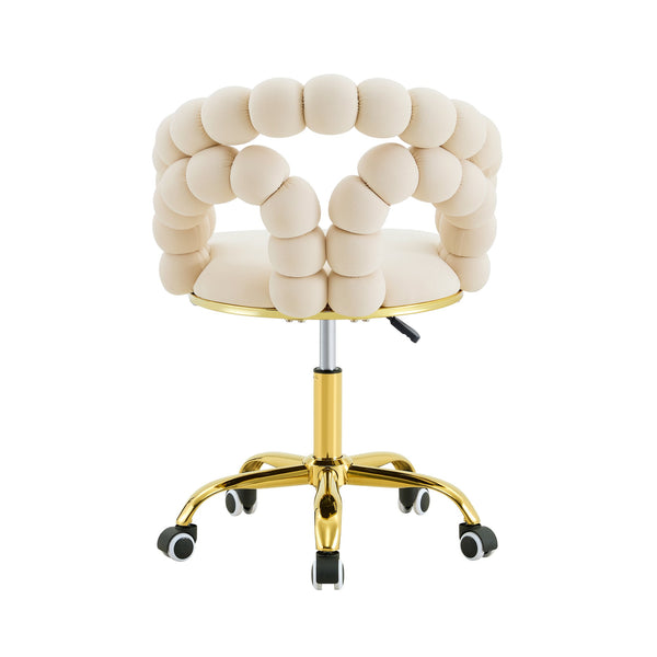 English Elm Modern Velvet Bubble Back Swivel Chair Glam Upholstered Seat for Vanity or Desk Beige,Gold W3875P442948