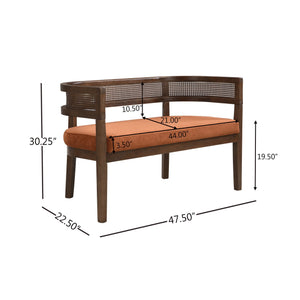 English Elm 47.5" Hand-woven Rattan Loveseat with Open Weave Back and Cushioned Two-seat Comfort N771P381036C