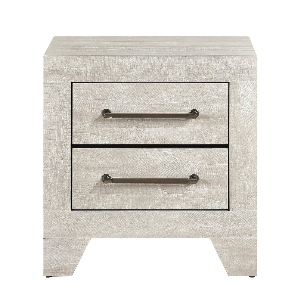 English Elm Contemporary Dusty Gray Oak Nightstand with 2 Dovetail Drawers, Silver Bar Pulls, Durable Wood Finish B011P323476
