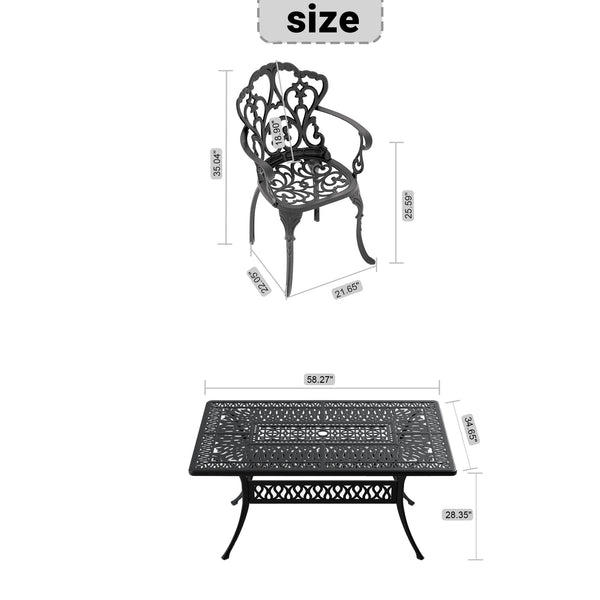 English Elm 7-Piece Cast Aluminum Patio Dining Set With Off-White Cushions For Comfort & Style Outdoors W1710S00090