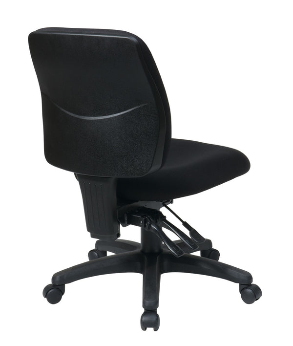 OSP Home Furnishings Mid Back Armless Ergonomic Office Chair with Lumbar Support and Pneumatic Height Adjust 33320-30