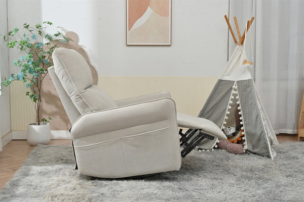 English Elm 360° Swivel Rocker Recliner Chair with Pull-Ring Recline, 360° Swivel, Rocking Comfort for Living Spaces Gray W1028S00049