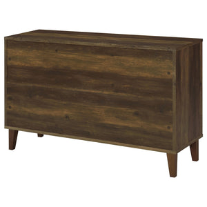 English Elm Brommer Slatted Door Hardwood Sideboard Cabinet with Tapered Legs for Dining Rooms B062P451809