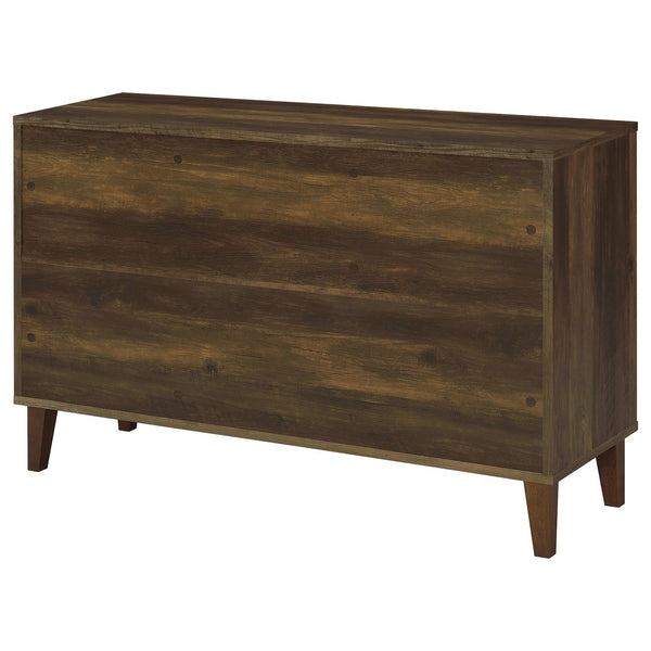 English Elm Brommer Slatted Door Hardwood Sideboard Cabinet with Tapered Legs for Dining Rooms B062P451809