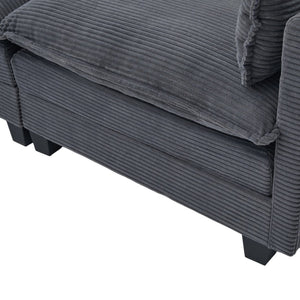 English Elm United We Win Modular Corduroy Sectional with Ottoman Low Profile Living Room Couch Gray W1568S00255