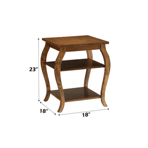 English Elm Becci Walnut Finish Accent Table with 2 Open Shelves, Cabriole & Square Legs, Durable MDF Veneer B2726P281460