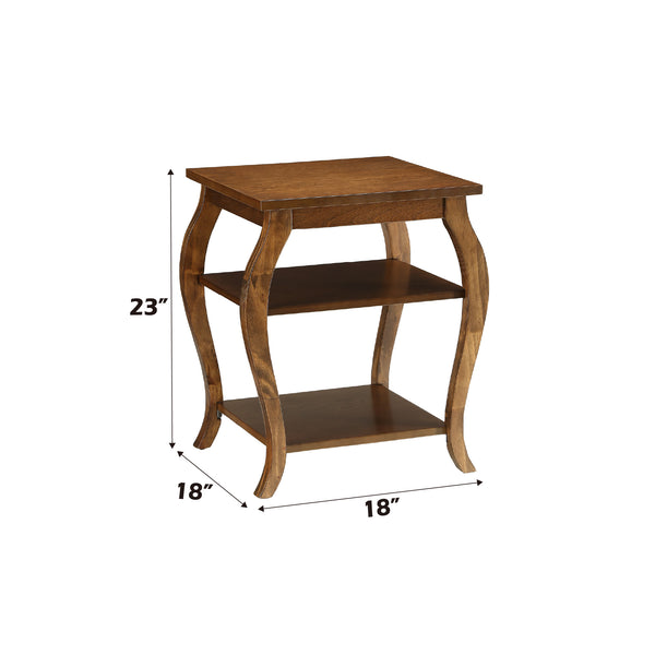 English Elm Becci Walnut Finish Accent Table with 2 Open Shelves, Cabriole & Square Legs, Durable MDF Veneer B2726P281460