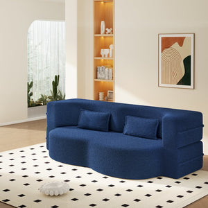 English Elm Modern Corduroy Floor Sofa Foldable Twin Sleeper Foam Filled for Dorms and Playrooms Blue W1885P446603