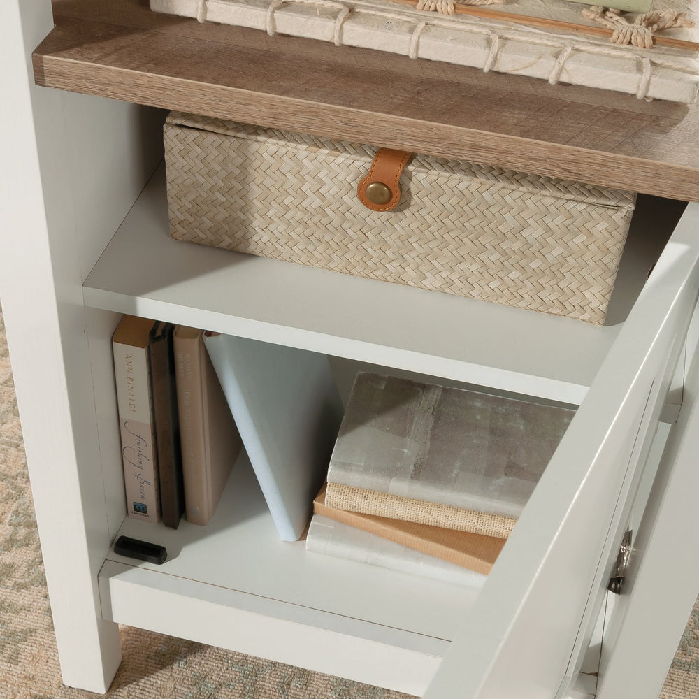 English Elm Desk, Modern Cottage-Style With White Finish & Wood-Tone Top - Perfect For Small Spaces & Easy Assembly B356P402733