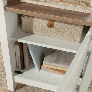 English Elm Desk, Modern Cottage-Style With White Finish & Wood-Tone Top - Perfect For Small Spaces & Easy Assembly B356P402733