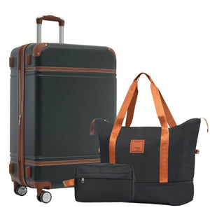 English Elm Hardshell Abs Suitcase Set with Duffel and Toiletry Bag Tsa Lock Spinner Wheels Black N732P193484B