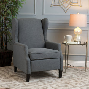 English Elm Christopher Knight Home® - Pushback Recliner Chair with Nailhead Trim and Wingback Design, Plush Fabric Comfort for Living Rooms Charcoal 60760.00CCL