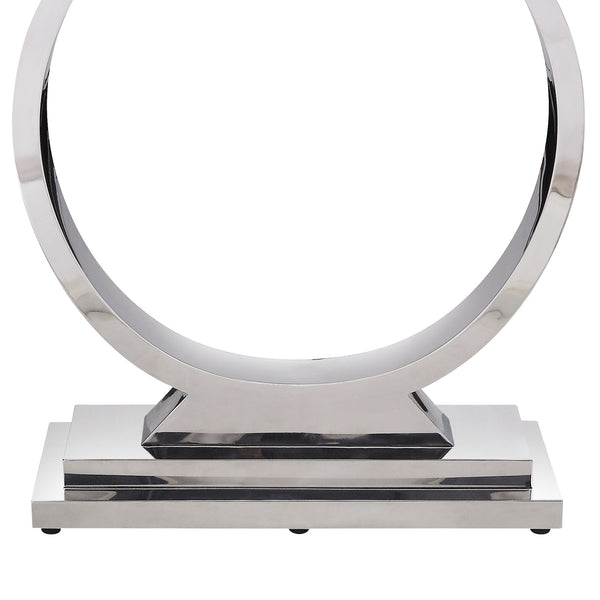 English Elm Zander Cultured Faux Marble Top Coffee Table with Mirrored Stainless Steel Frame, Minimal Chic Silver,White 34 L x 16 W x 7 H B2726S00225