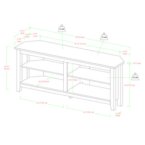 58" Corner Wood Console Black W58CCRBL Walker Edison