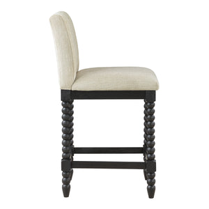 OSP Home Furnishings ELIZA 26" Spindle Counter Stool  Linen / Black
