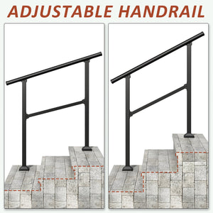 English Elm Hand Rails Outdoor Steps Wrought Iron 2 Pack Powder Coated Porch Patio Safety Grip T3210P298172