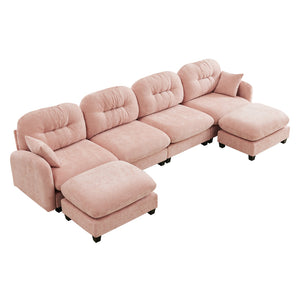 English Elm Modular U-Shaped Sectional Couch With Ottoman, Soft Chenille, Ergonomic Design For Elegant Comfort W714S01393