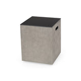 Christopher Knight Home® - Noble House - Aido Outdoor Modern Tank Holder Side Table, Light Gray and Gloss Black