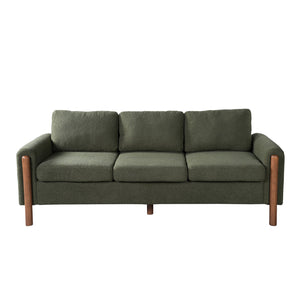 English Elm Christopher Knight Home® - 83.86" 3-Seater Sofa in Teddy Velvet with Curved Armrests & Solid Wood Legs, Plush Durable Comfort Green N765P331021N