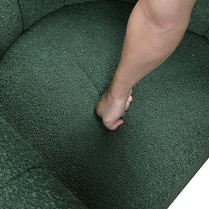 English Elm Modern Swivel Chair with Ottoman in Bouclé Fabric, Solid Wood Frame, Cozy Curved Design for Living Rooms Green 32 L x 31 W x 31.25 H B011P281846