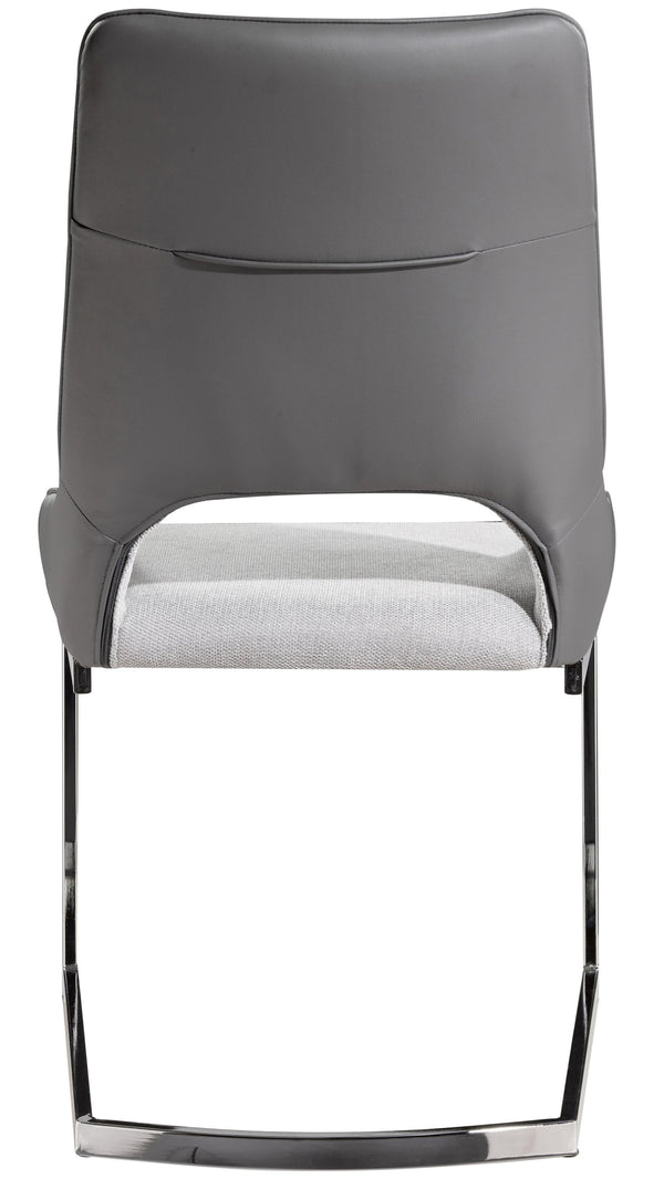 English Elm SALLY Grey Dining Chair Kit of 2 — Padded Faux Leather Seats, Chrome C-Base, Floor Stoppers, Modern Elegance B201P290551