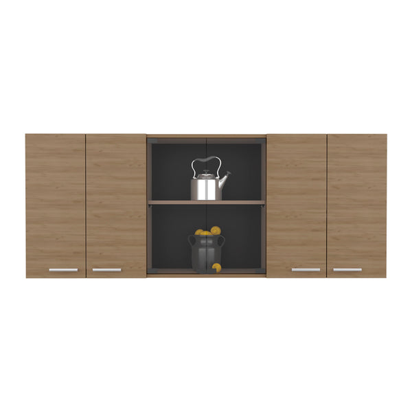 English Elm Superior Wall Cabinet Peoria Macadamia Beige – 6-Door Kitchen Storage with Glass Panels, Dish Rack, Durable Wood Handles B092P309166