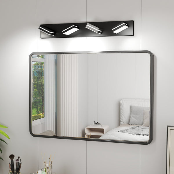 English Elm Modern Chrome Led Vanity Light - 4-Light Wall Sconce For Elegant Bathroom & Mirror Illumination W2312P374914