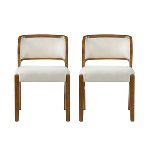 English Elm Mid-century Modern Linen Blend Dining Chairs Rubberwood Legs Sculptural Backrest Set of 2 Beige,Walnut N768P442078W